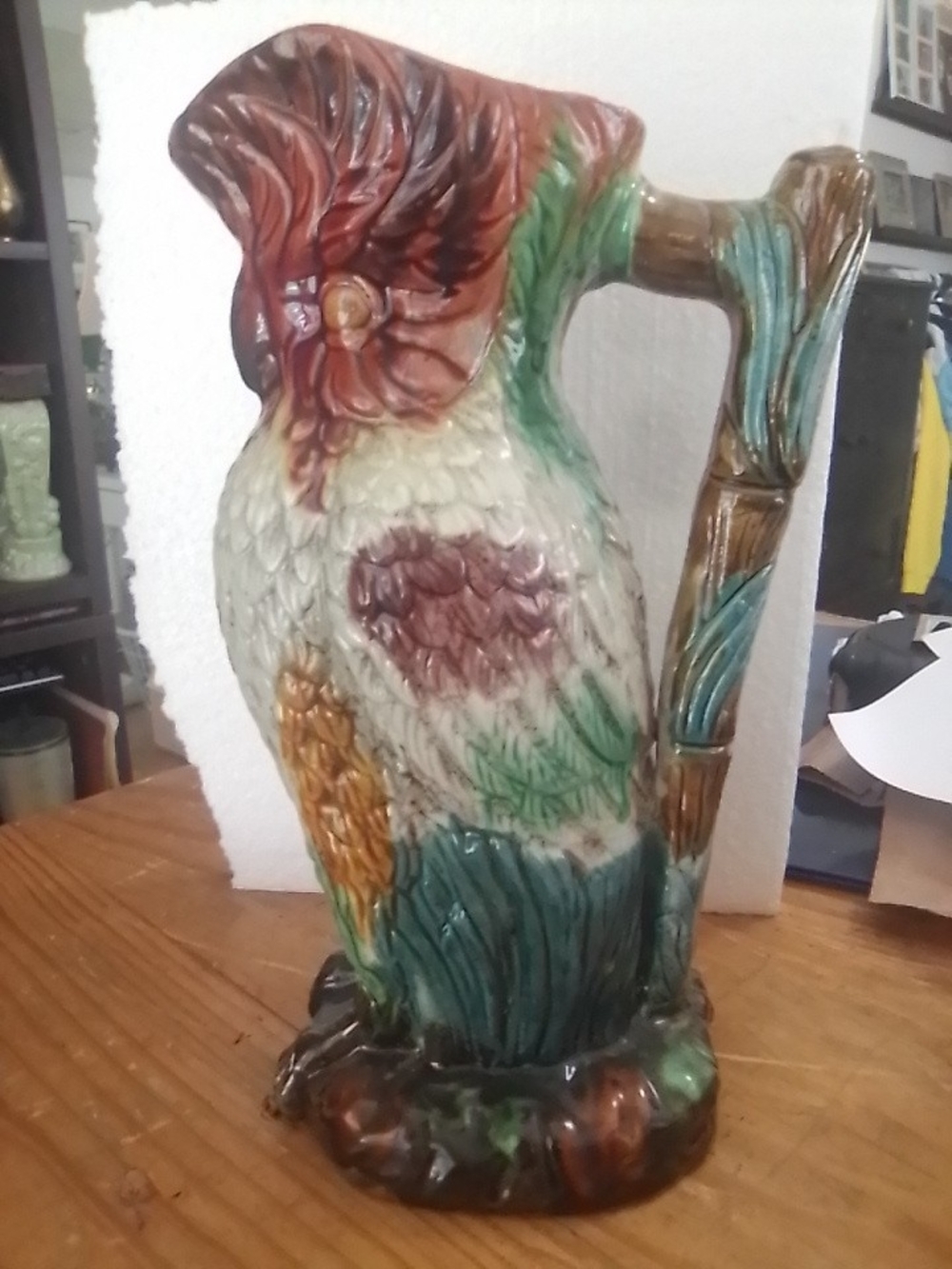 Hand-Painted Ceramic Parrot Pitcher - Multicolor